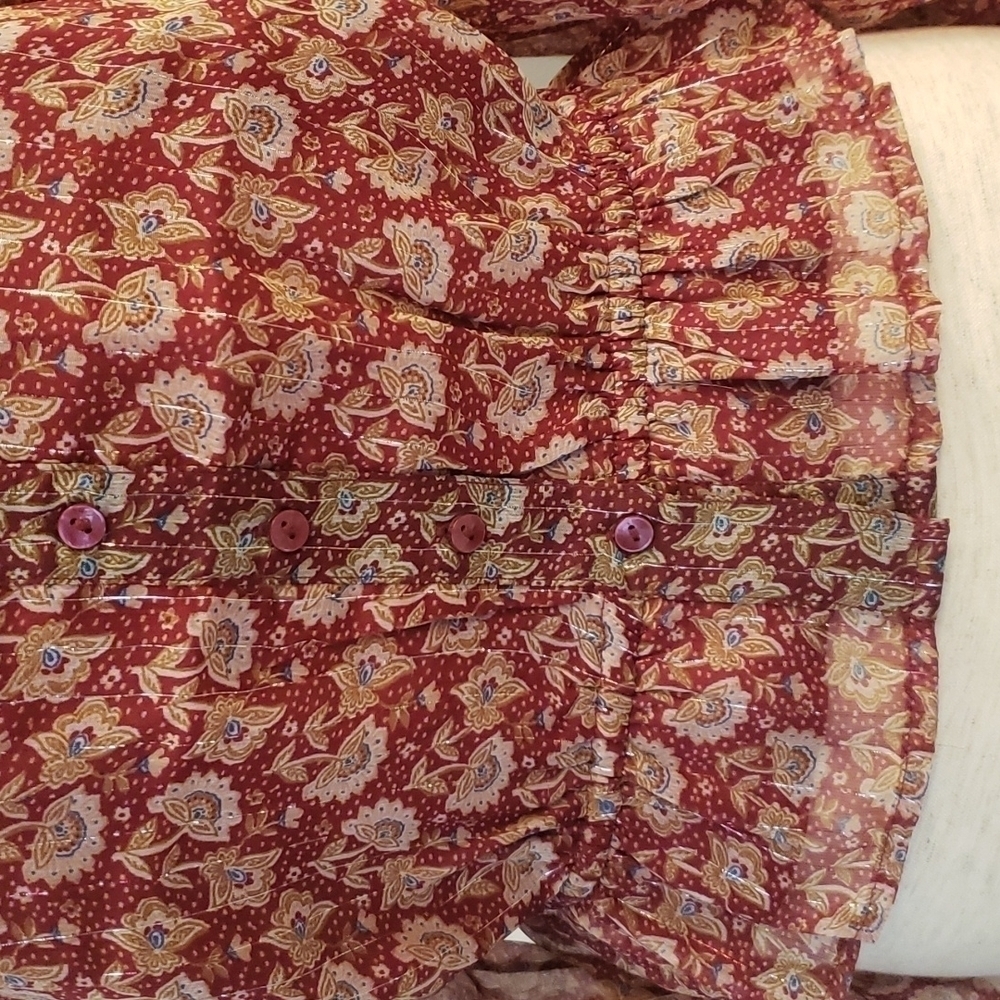 American Eagle Sheer Floral Ruffle Top NWT - Picture 3 of 16